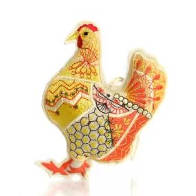 Patchwork Hen Ornament