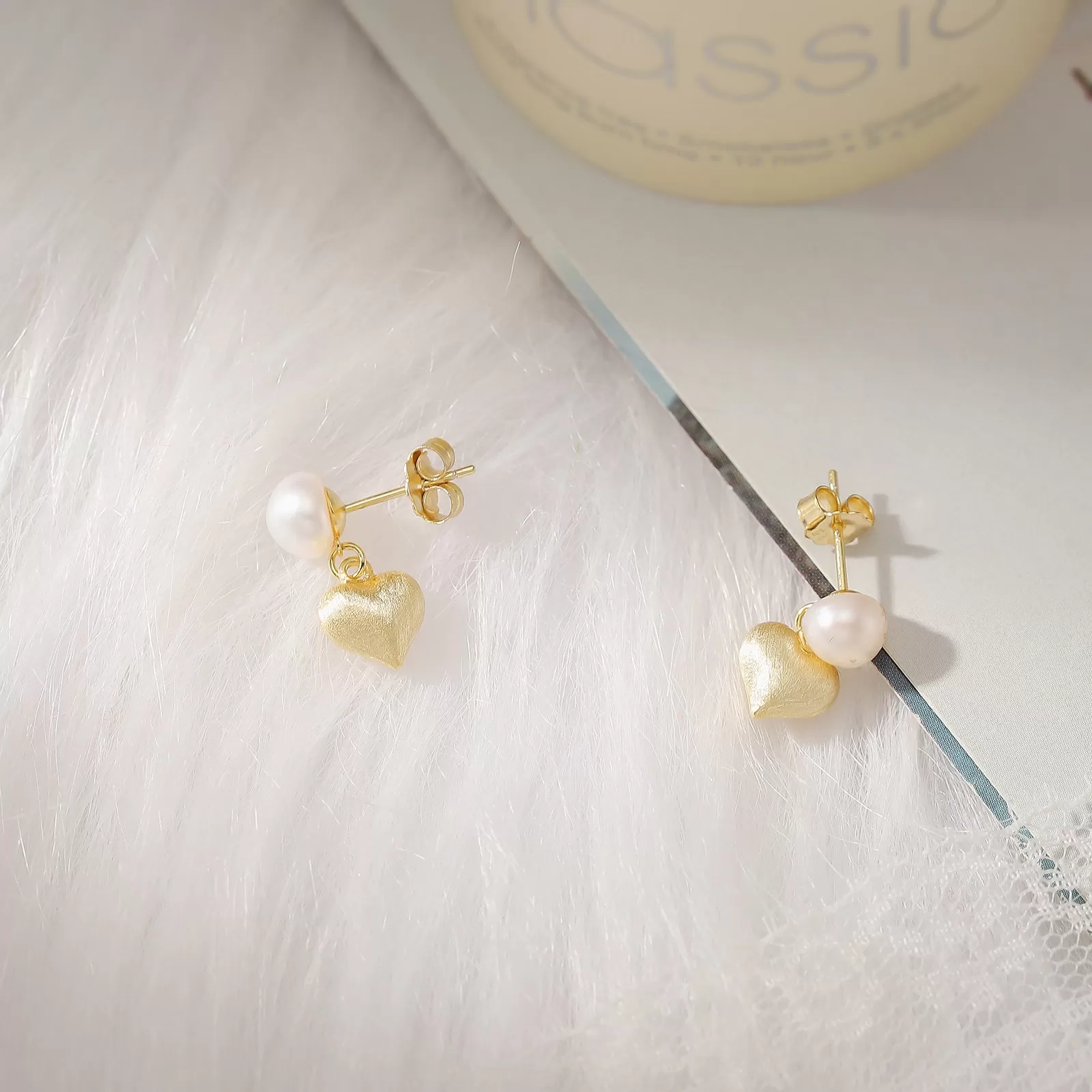 Pearl Heart Earrings