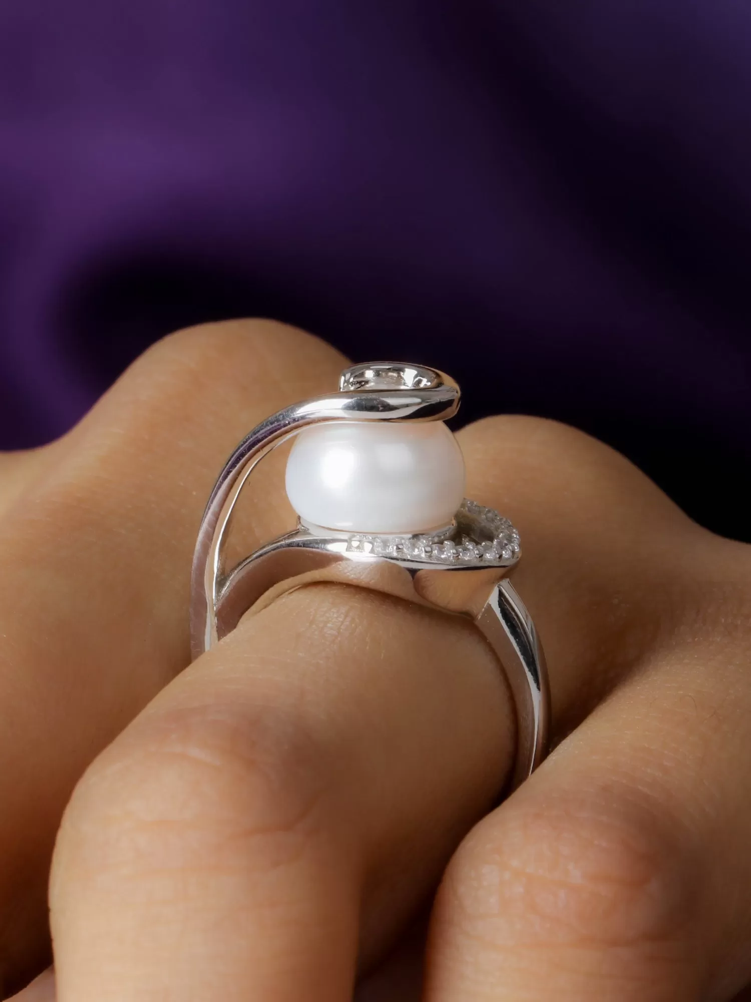 Pearl Overlay 925 Silver Ring