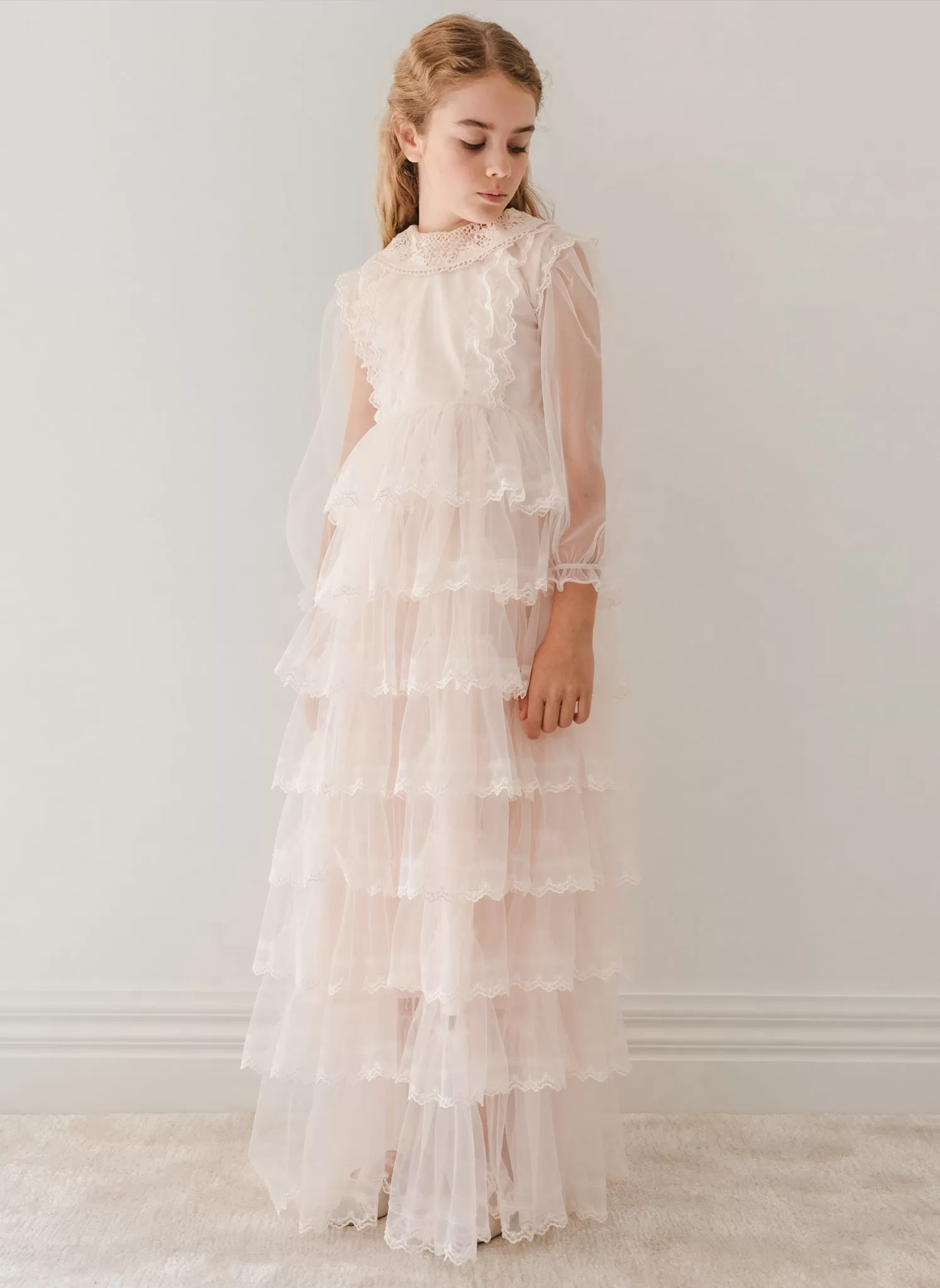 Petite Amalie Crochet Collar Tulle Gown