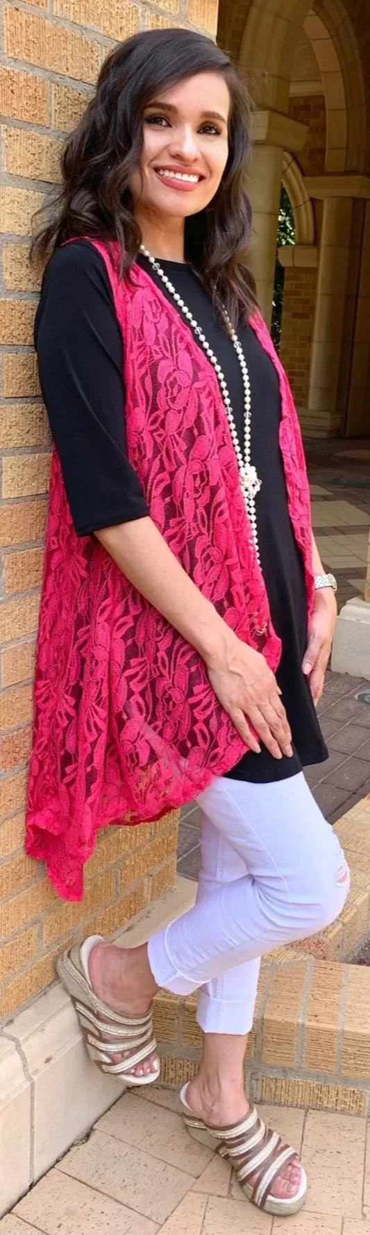 Pink Lace Vest