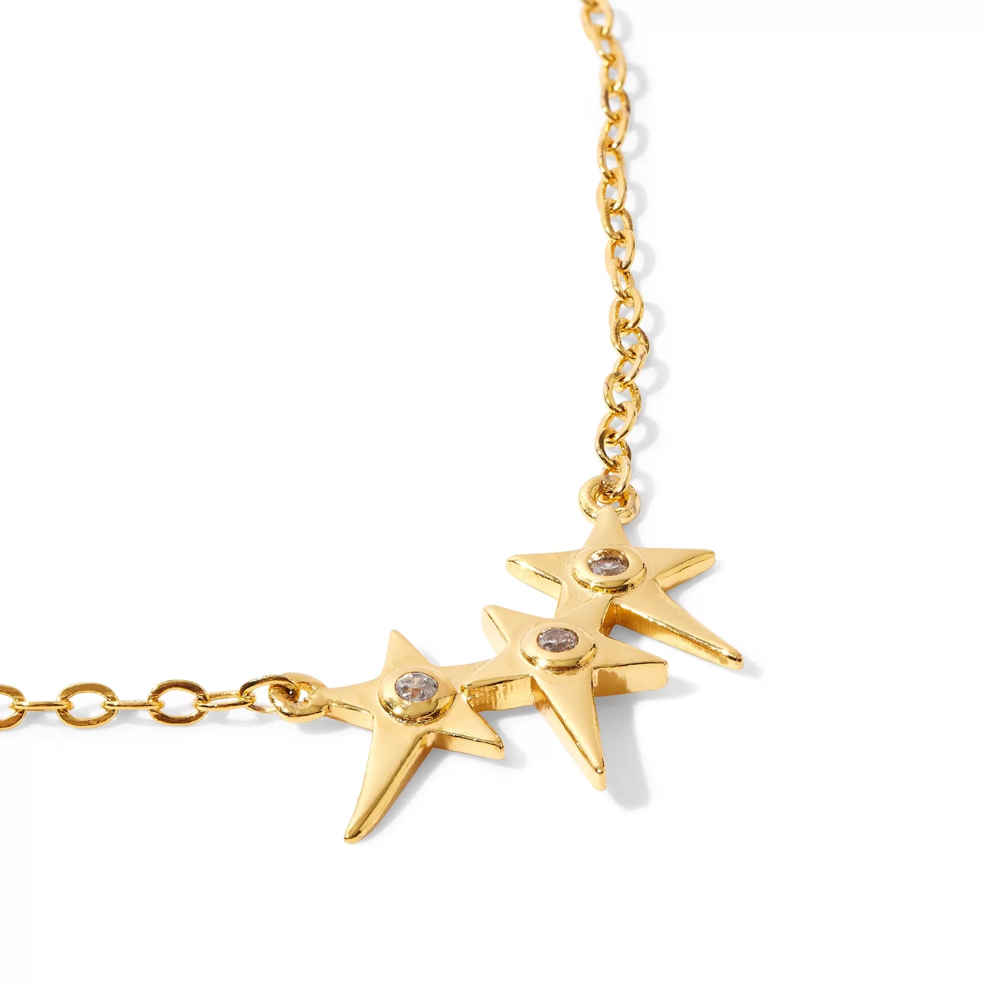 Real Gold Plated Z  Triple Star Pendant Necklace For Women By Accessorize London