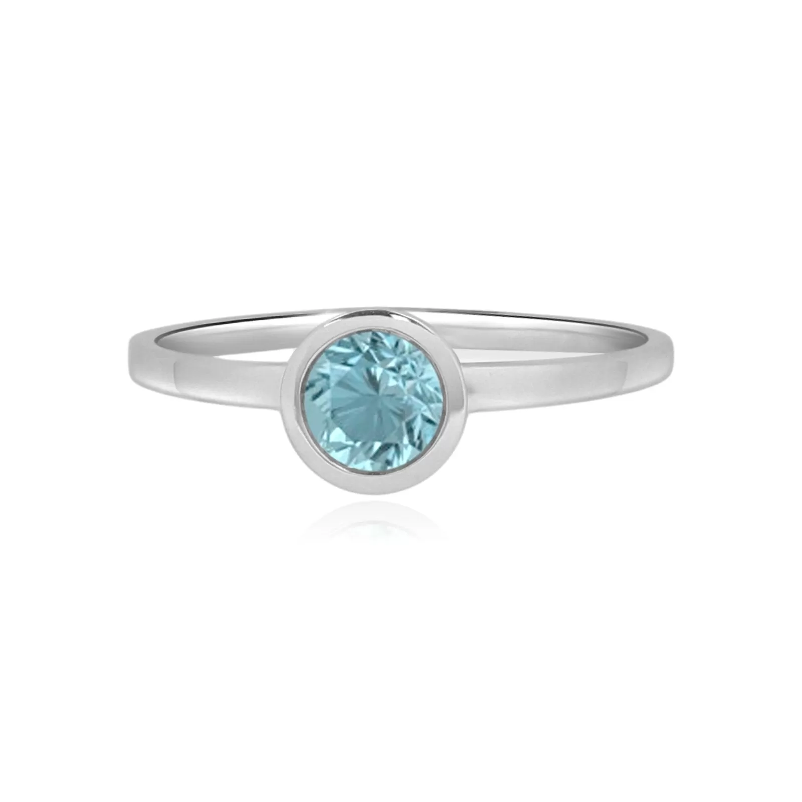 Round Blue Topaz Cocktail Ring Bezel Set