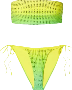 Self-Portrait Green Crystal-embellished Ombré Bandeau Bikini Set BNWT UK 8