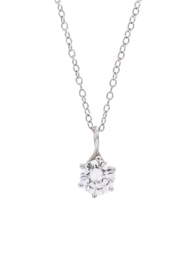 Silver Classic 2 Carat American Diamond Solitaire Pendant