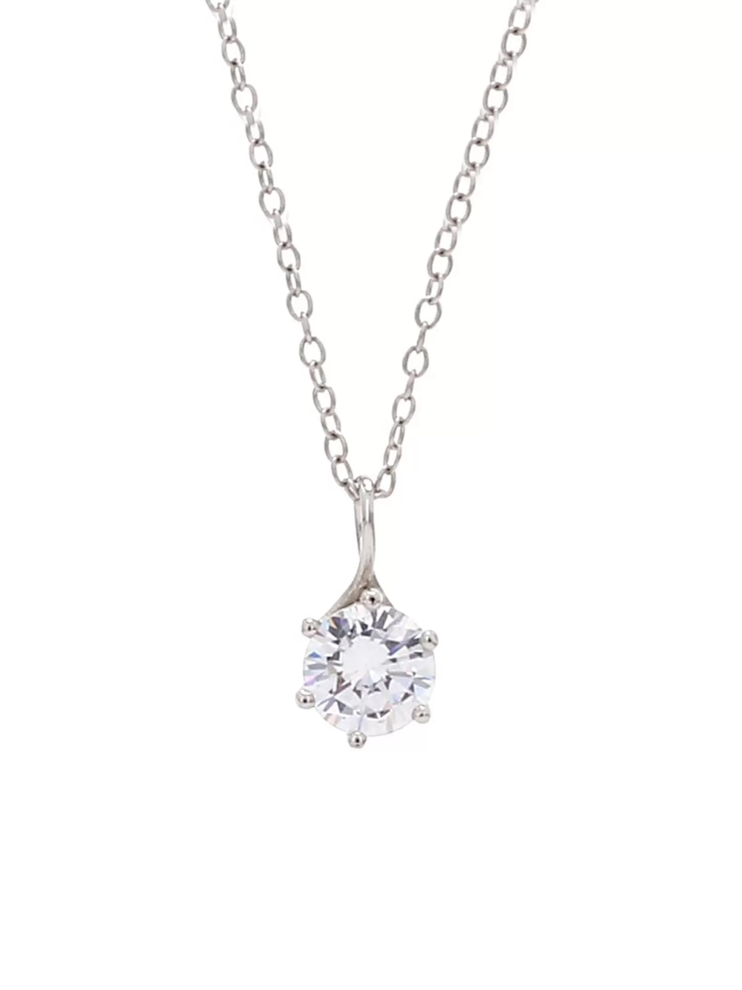 Silver Classic 2 Carat American Diamond Solitaire Pendant