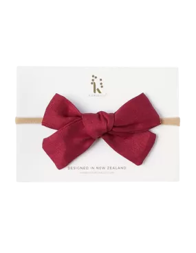 Skylah Pinwheel Linen Bow - Cherry Red