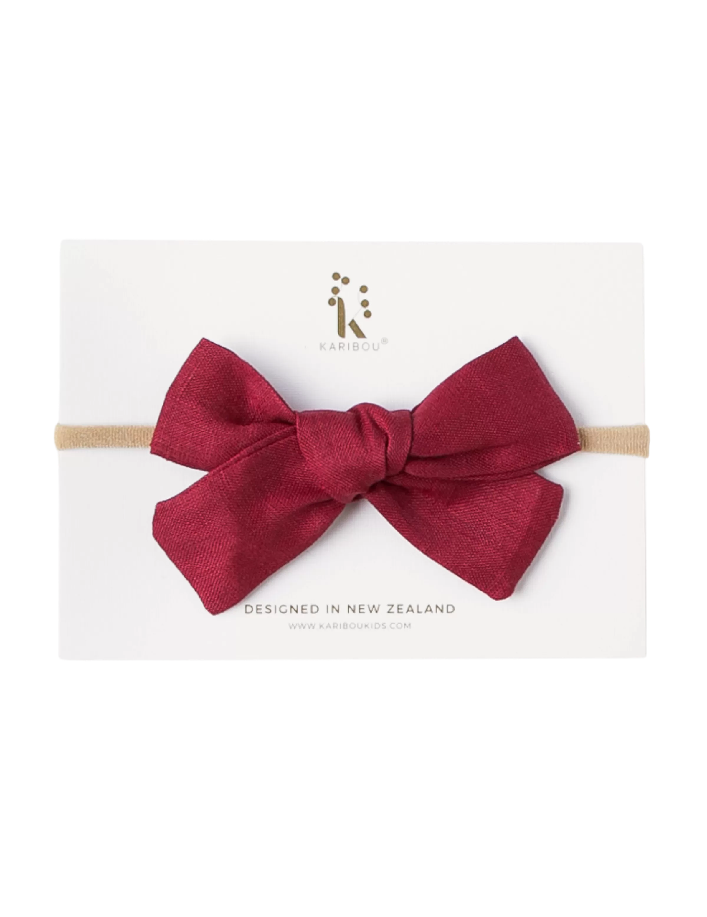 Skylah Pinwheel Linen Bow - Cherry Red