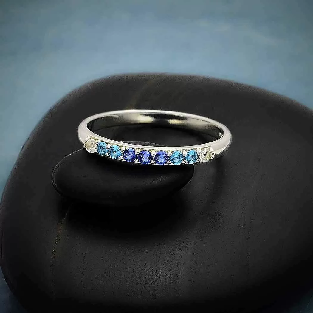 Sterling Silver Blue Ombre Nano Gem Ring