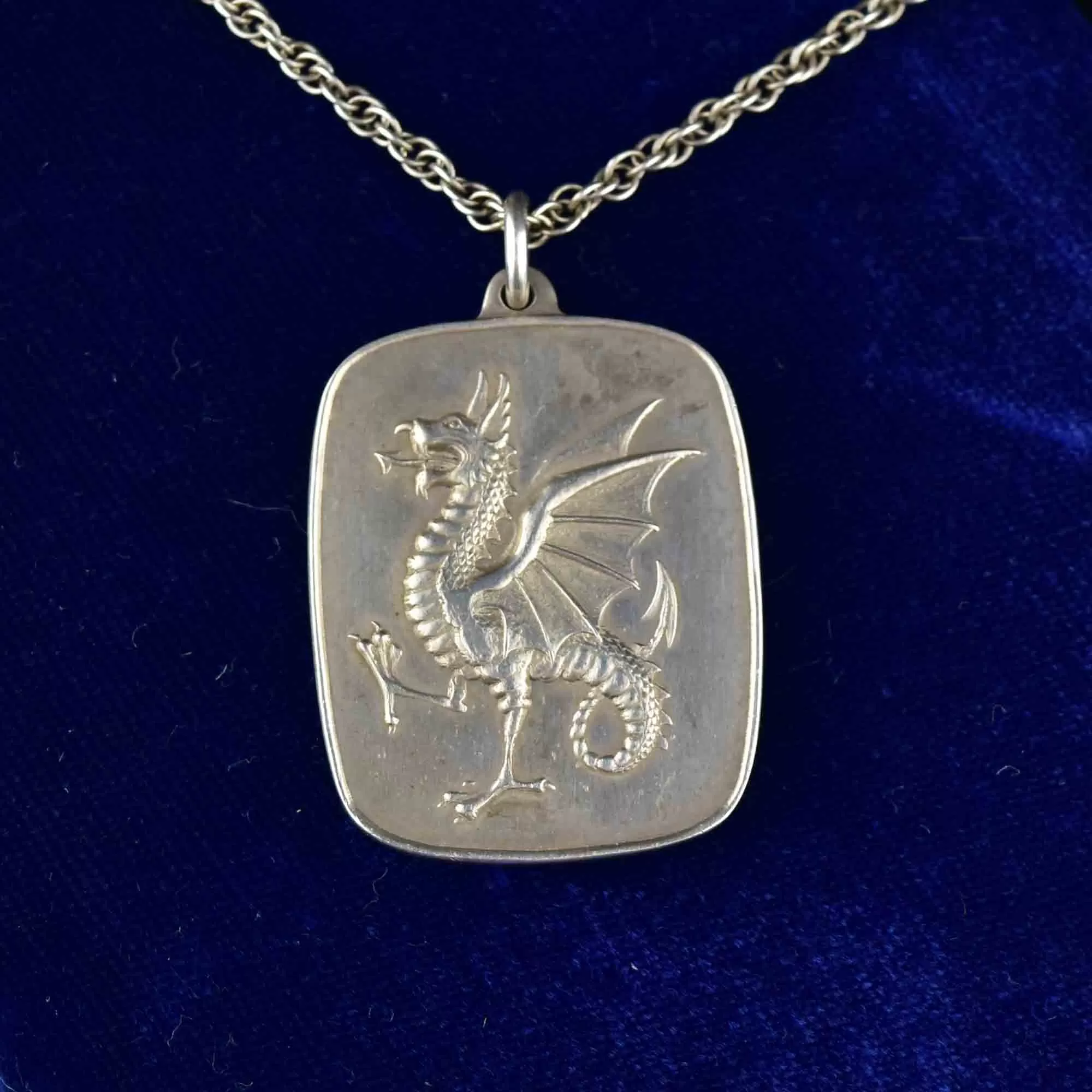 Sterling Silver Welsh Dragon Pendant Necklace