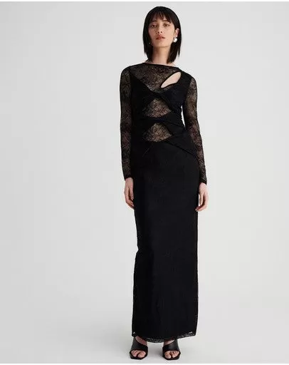 Suboo Gemini Long Sleeve Twist Front Lace Maxi Dress