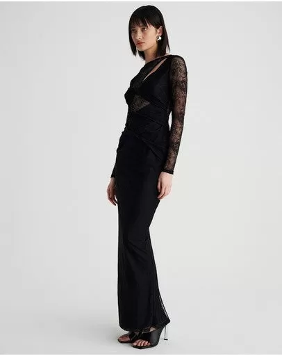 Suboo Gemini Long Sleeve Twist Front Lace Maxi Dress