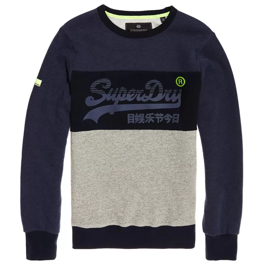 Superdry Men's Vintage Logo Panel Crew Sweatshirt - Shadow Cast Navy Marl