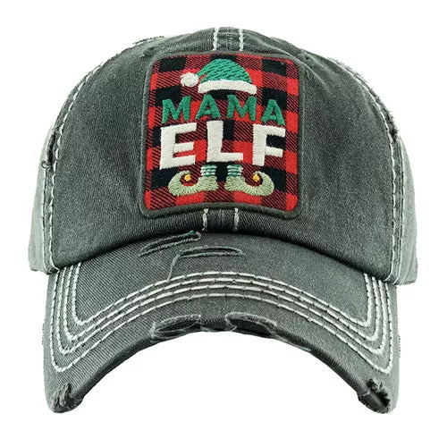 Tartan Check MAMA ELF Vintage Baseball Cap