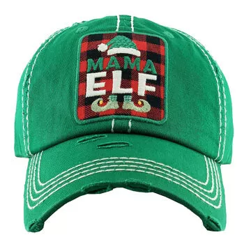 Tartan Check MAMA ELF Vintage Baseball Cap