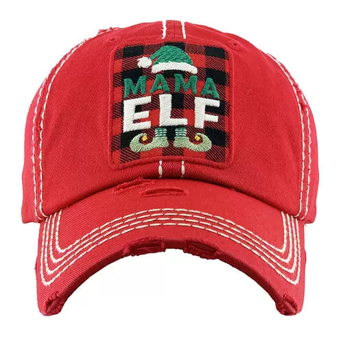 Tartan Check MAMA ELF Vintage Baseball Cap