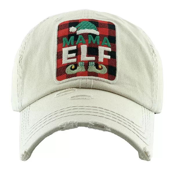 Tartan Check MAMA ELF Vintage Baseball Cap