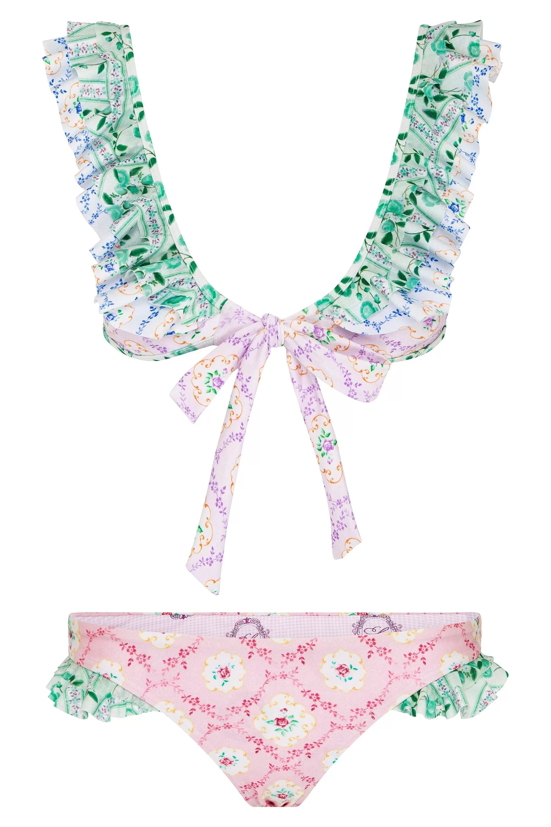 Tea Cup Ruffle Tie Front Bikini Bottoms