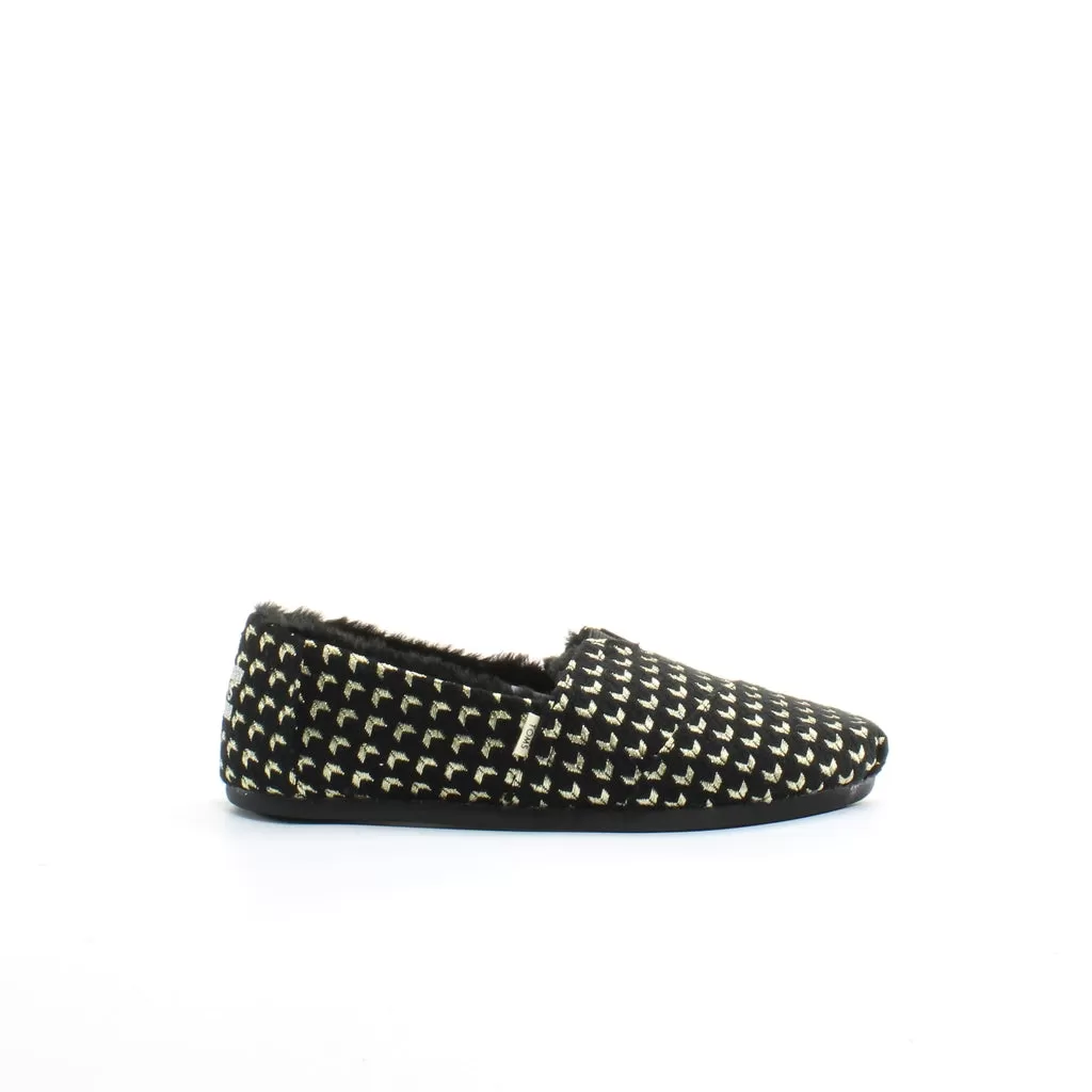 Toms Classic Black Textile Womens Slip On Espadrille Shoes 10013067