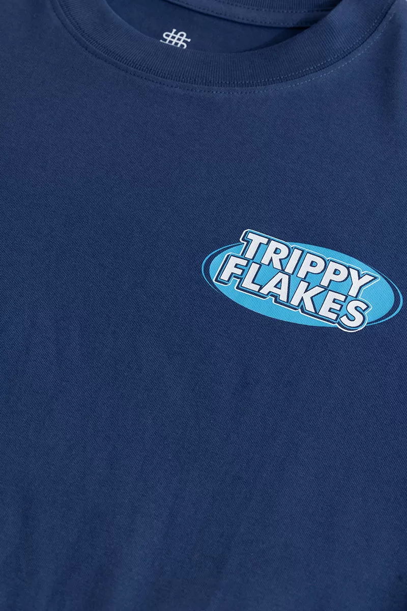 Trippy Flakes Blue Oversized T-Shirt