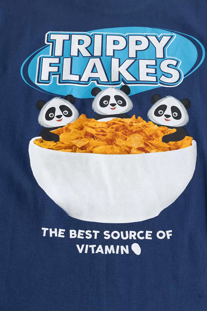 Trippy Flakes Blue Oversized T-Shirt