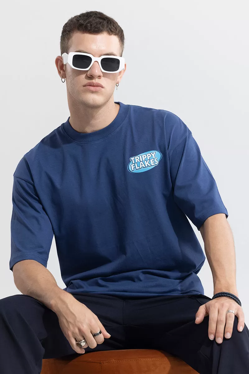 Trippy Flakes Blue Oversized T-Shirt