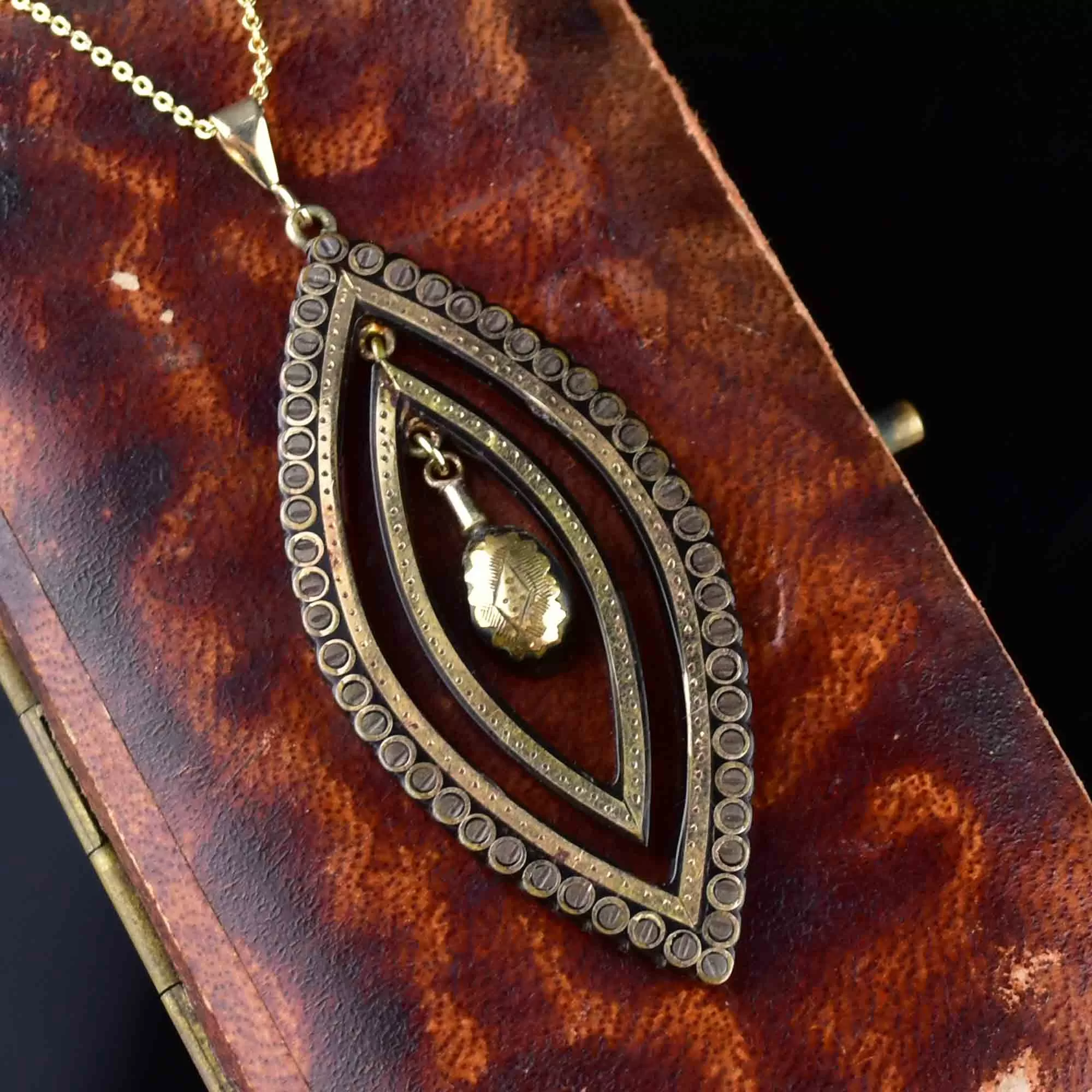 Victorian Gold Pique Pendant Necklace