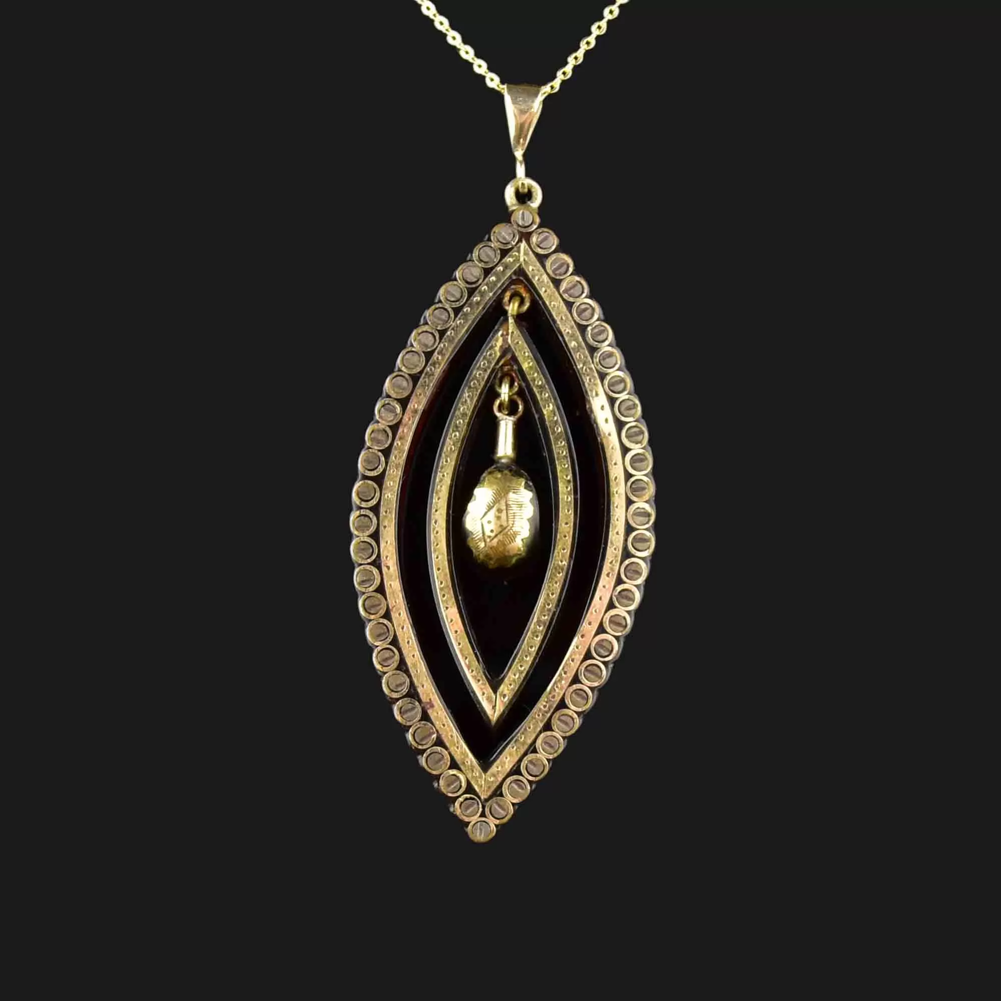 Victorian Gold Pique Pendant Necklace