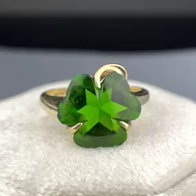 Vintage 10K Gold Green Four Leaf Clover Ring, Sz 6.5