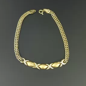 Vintage 10K Gold Hugs and Kisses Chain Bracelet