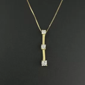 Vintage 14K Gold Diamond Journey Pendant Necklace