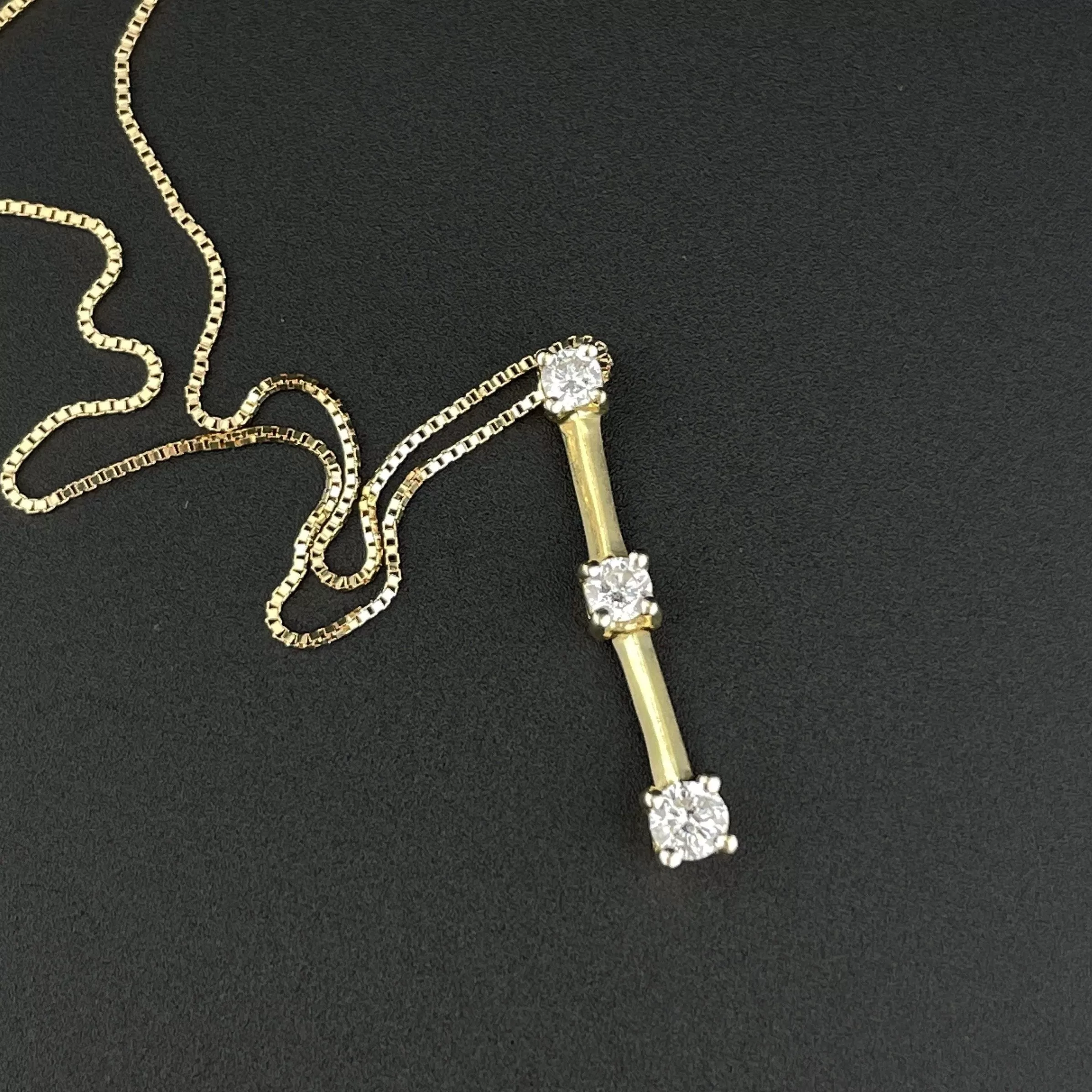 Vintage 14K Gold Diamond Journey Pendant Necklace