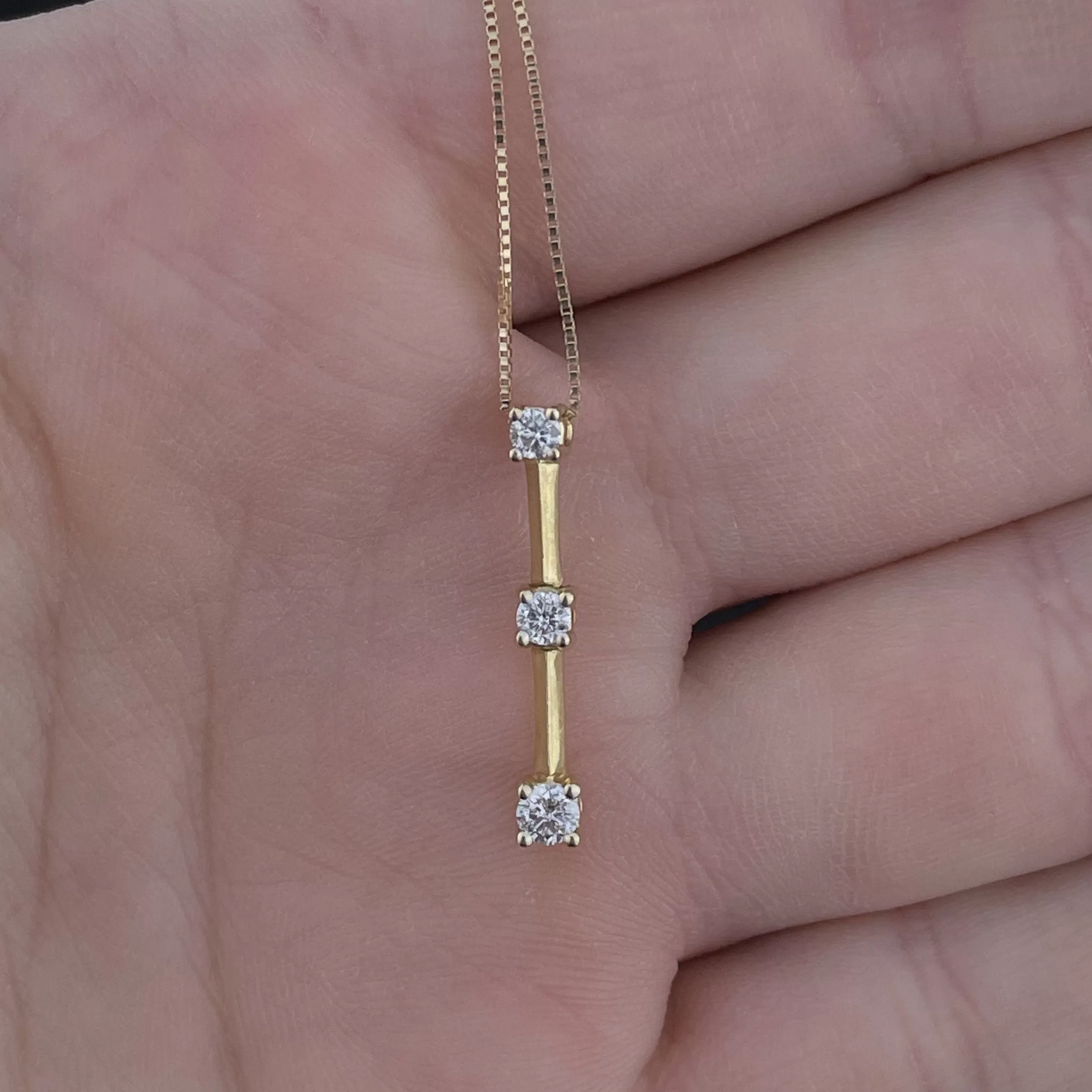 Vintage 14K Gold Diamond Journey Pendant Necklace