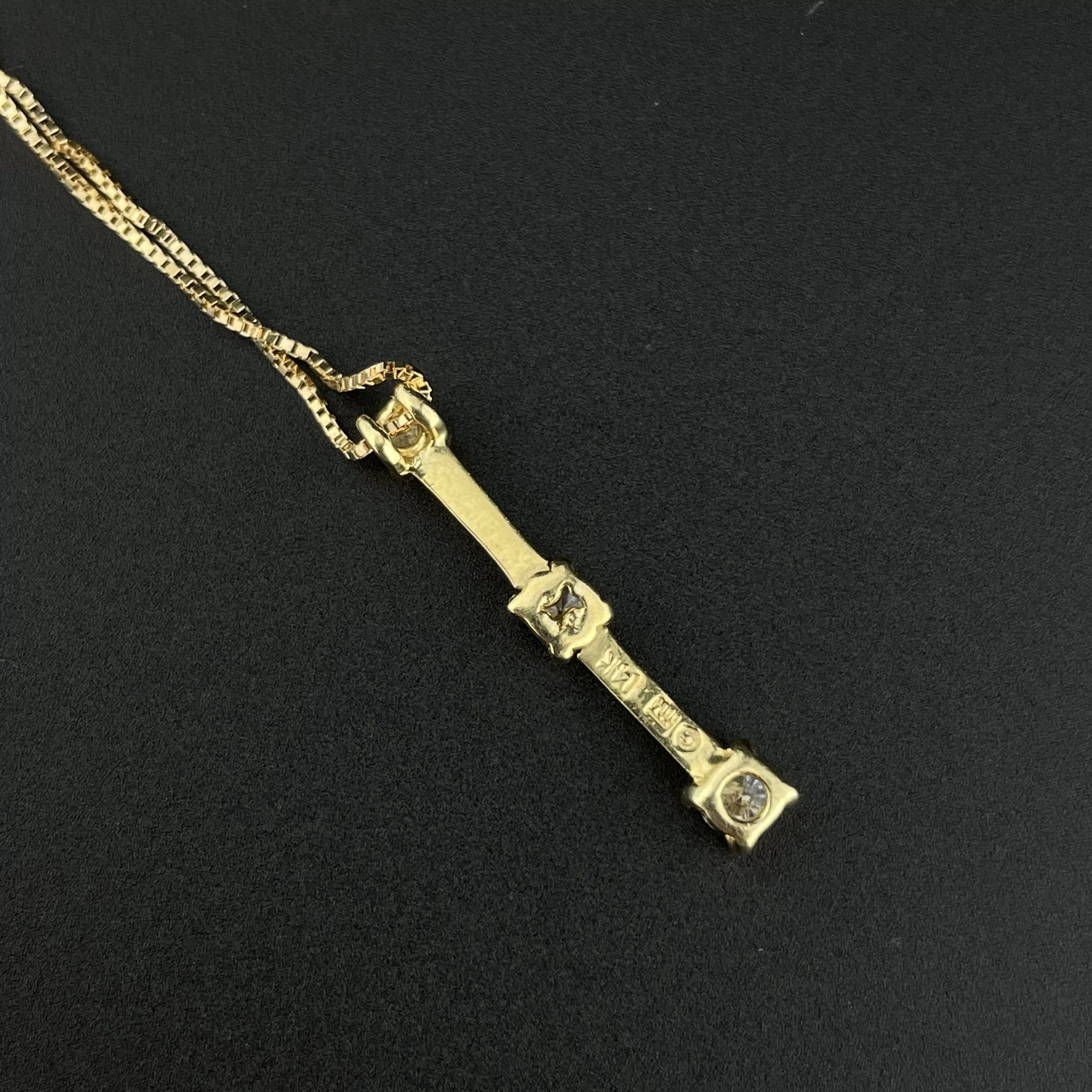 Vintage 14K Gold Diamond Journey Pendant Necklace