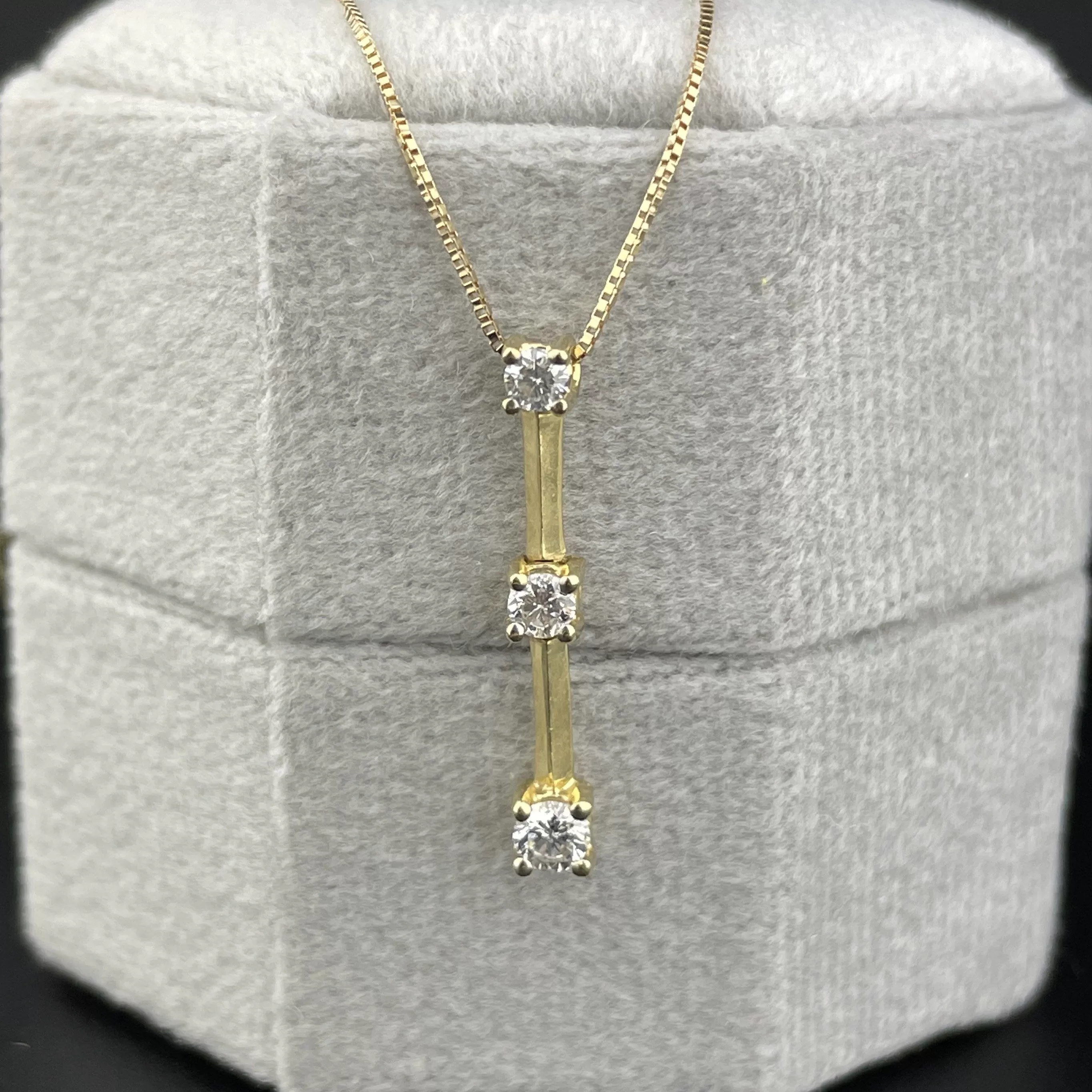 Vintage 14K Gold Diamond Journey Pendant Necklace