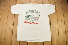 Vintage 1980s Michigan State University Collegiate Champion T-Shirt / Vintage Champion / Single Stitch / Made In USA / Aloha Bowl