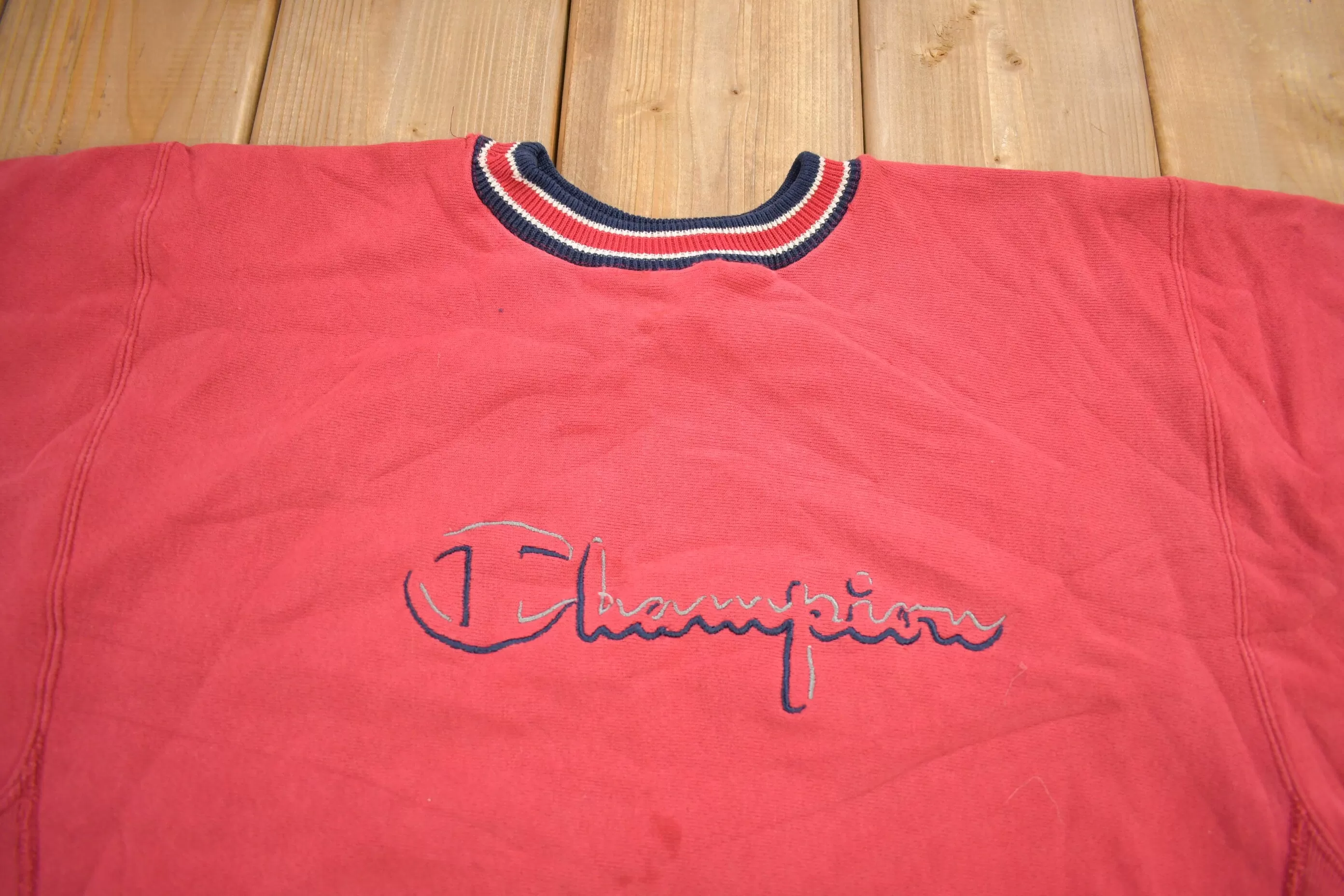 Vintage 1990s Champion Reverse Weave Embroidered Logo Crewneck Sweatshirt / Vintage Champion / Made In USA