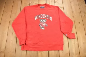 Vintage 1990s University Of Wisconsin Champion Reverse Weave Crewneck Sweatshirt / Vintage Champion / Wisconsin Badgers