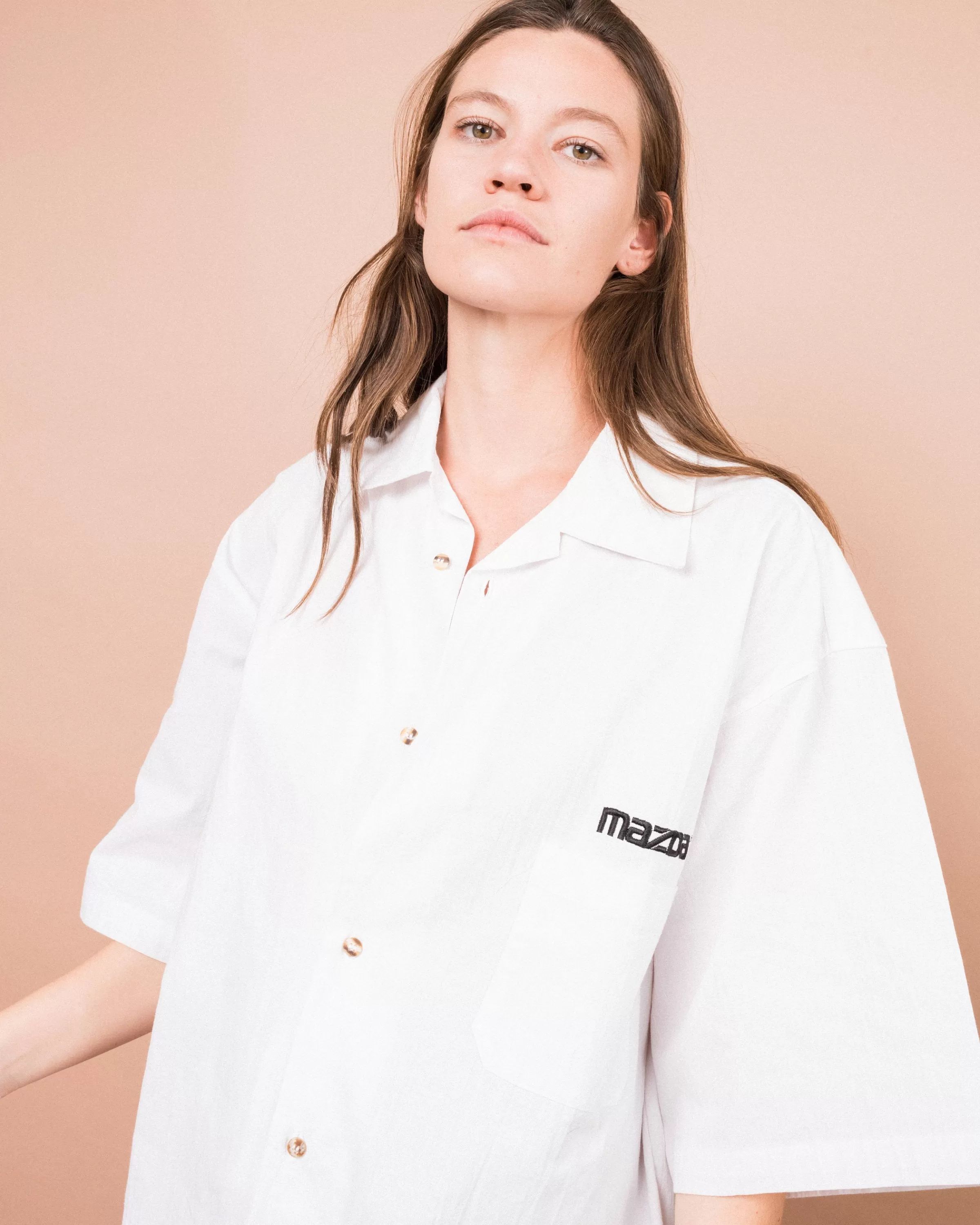 Vintage Oversized White MAZDA Button Up (S/M)