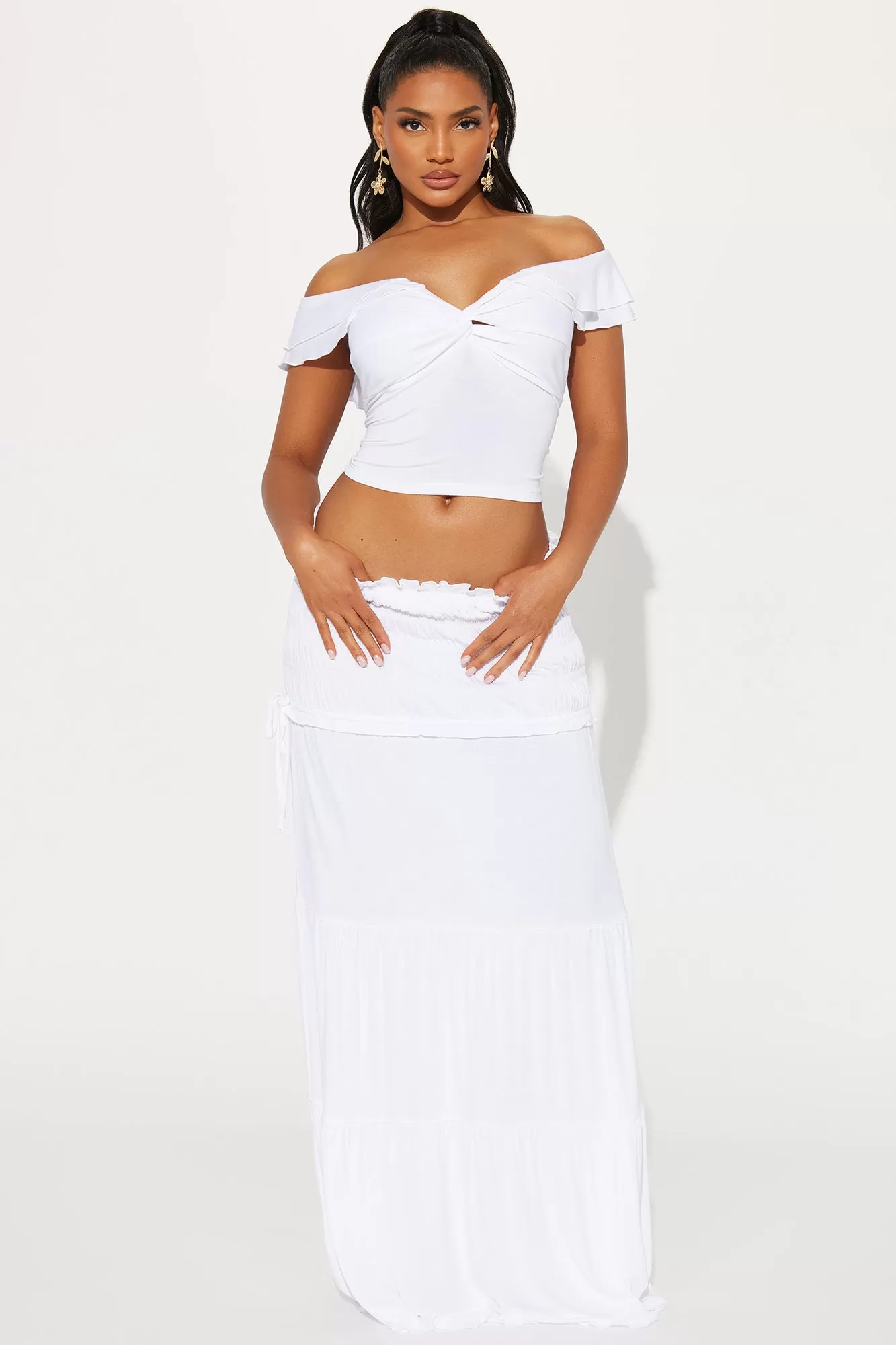 With Grace Skirt Set - White